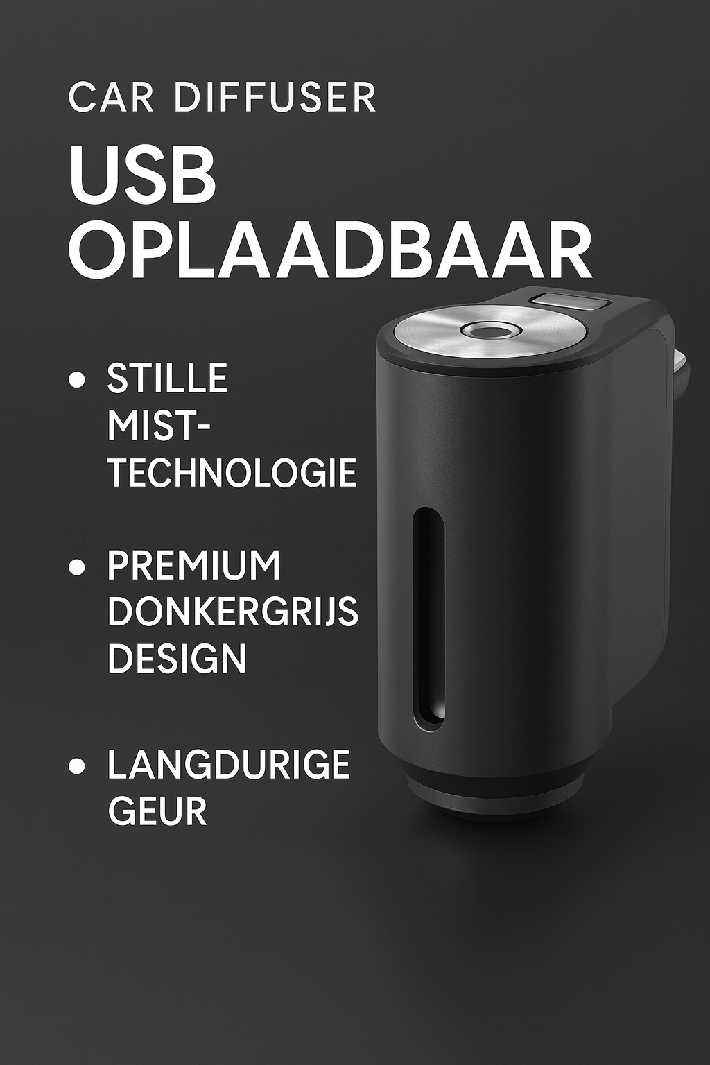 Draagbare Mini USB Geur­diffuser 10ml – Voor Auto, Thuis & Kantoor (Zwart)