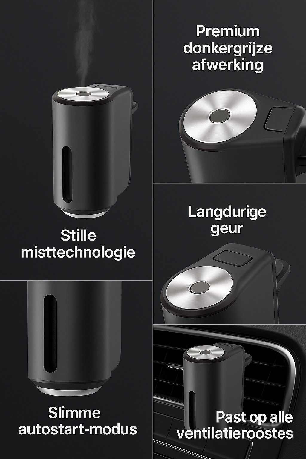 Draagbare Mini USB Geur­diffuser 10ml – Voor Auto, Thuis & Kantoor (Zwart)